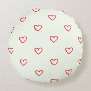 Coussins Ronds Coeurs rouges Motif, mignonne, amour