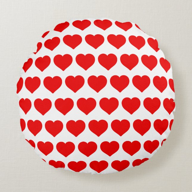Coussins Ronds Coeurs rouges romantique simple (Devant)