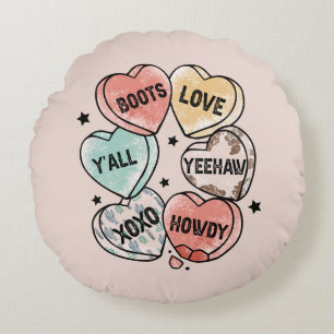 Coussins Ronds Coeurs thématiques Cowboy Cowgirl