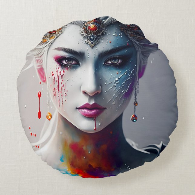 Coussins Ronds Cojín Redondo skin paint girl white (Dos)