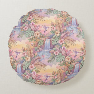Coussins Ronds Colibris Hibiscus Cascade Joie