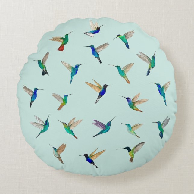 Coussins Ronds Colibris tropicaux (Devant)