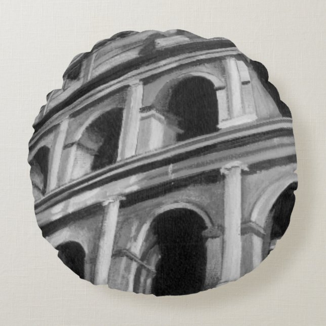 Coussins Ronds Colisée romaine avec dessins architecturaux (Devant)