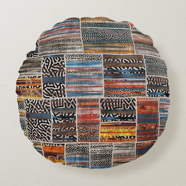 Coussins Ronds Collage de patchwork : Motif de surface composée (Devant)