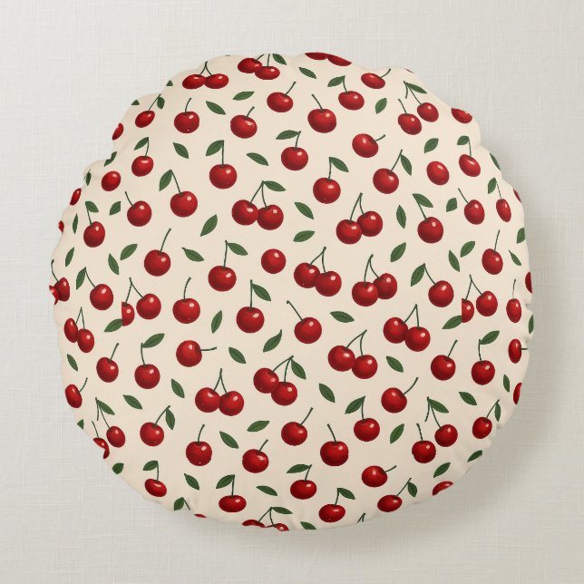 Coussins Ronds 🍒✨Collection Cerise Sucrée Minimaliste (Devant)