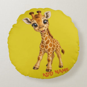 Coussins Ronds Collection de bébé animaux mignons actifs Girafe C