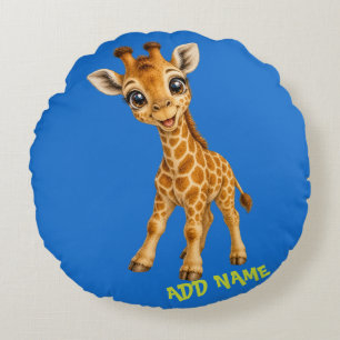Coussins Ronds Collection de bébé girafe actif mignon bleu