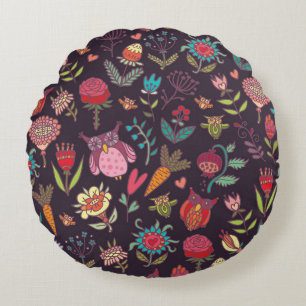 Coussins Ronds Collection de grandes fleurs dynamiques
