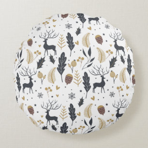 Coussins Ronds Collection de voeux de Noël pour les cerfs et les 