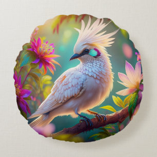 Coussins Ronds Colombe fantaisiste à plumage juvénile crêté