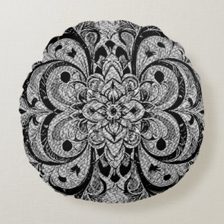 Coussins Ronds Color Symphony Mandala – Bold Psychedelic Floral