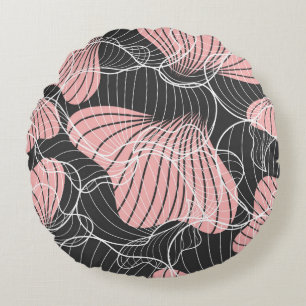 Coussins Ronds Coloré abstrait, motif artistique transparent.