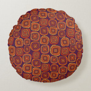 Coussins Ronds Coloré abstrait, vintage motif transparent.