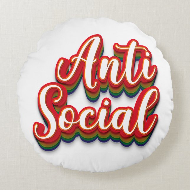 Coussins Ronds Coloré anti-social (Devant)