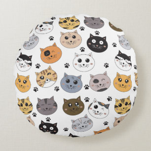 Coussins Ronds Coloré Cute Funny Chats & Motif Paw