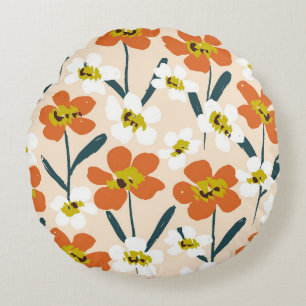 Coussins Ronds Coloré, motif floral vintage.