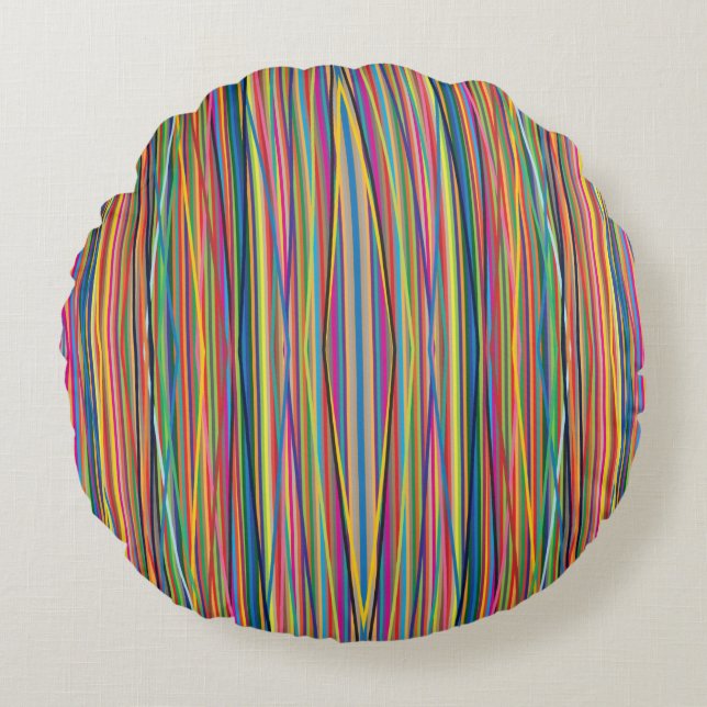 Coussins Ronds Colorful abstract stripes design (Devant)