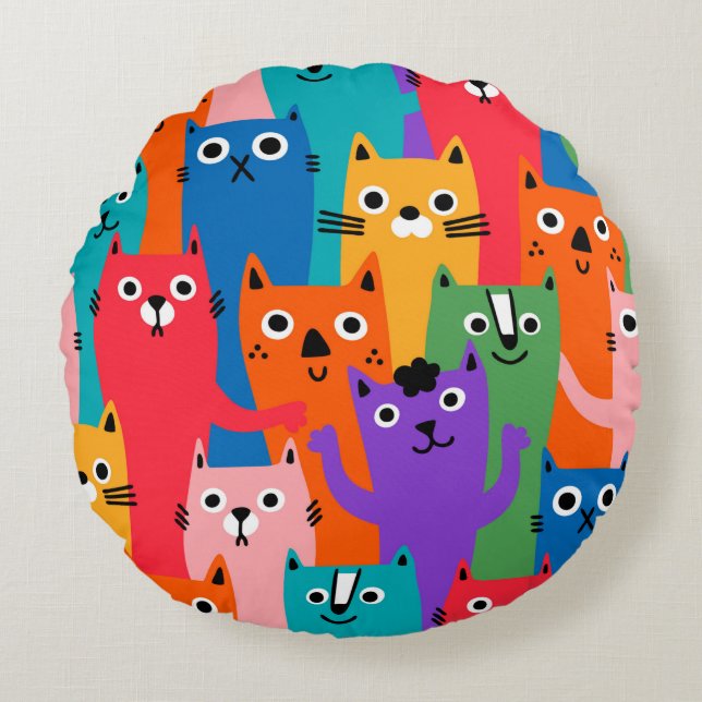 Coussins Ronds Colorful cats (Devant)
