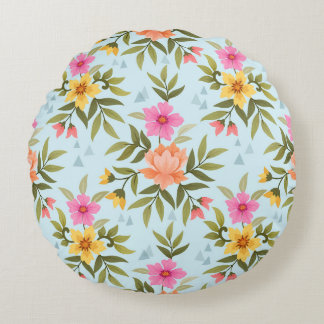 Coussins Ronds Colorful Hand Draw Flowers