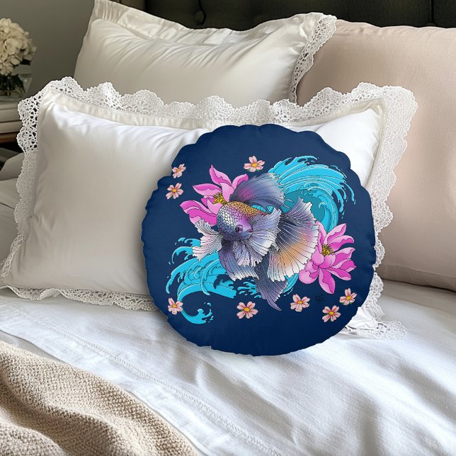 Coussins Ronds Combattant Siamois Betta (Créateur téléchargé)
