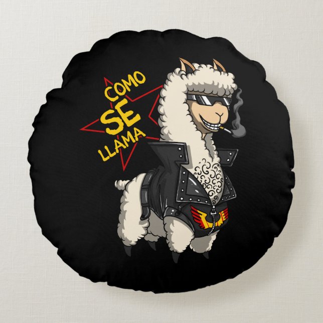 Coussins Ronds Como Se Llama Alpaca Funny Espagnol Animale Plaisa (Devant)