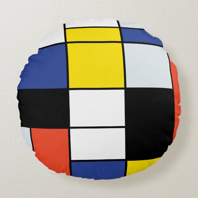 Coussins Ronds Composition A de Piet Mondrian - Art Moderne Abstr (Devant)