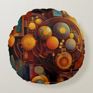 Coussins Ronds Composition d'Orbe Mécanique Steampunk
