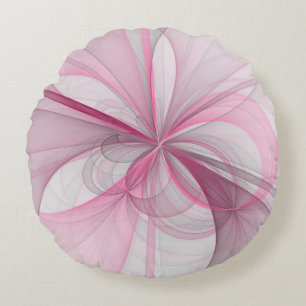Coussins Ronds Conception Abstraite de fractal rose pâle moderne