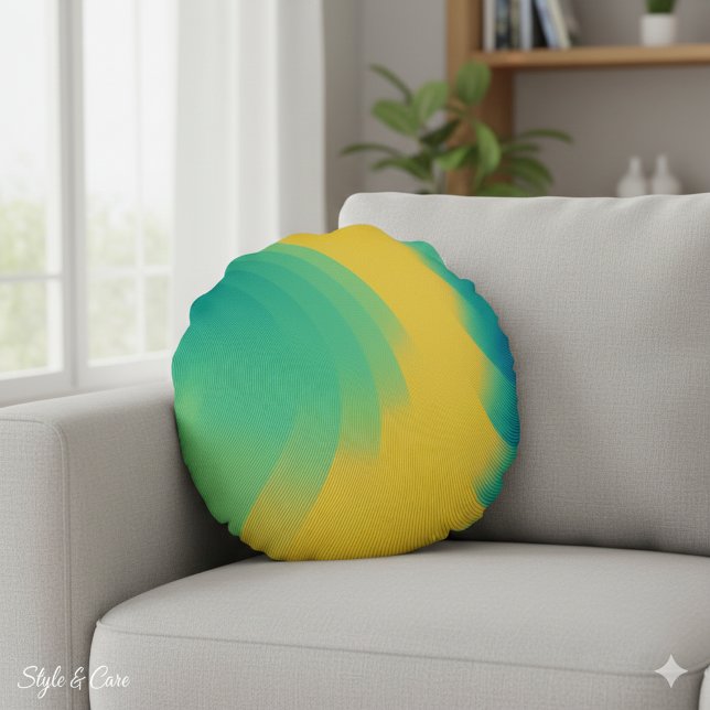 Coussins Ronds Conception abstraite jaune unique (Unique Yellow Abstract Design Round Pillow)