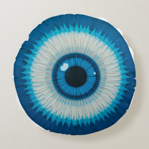 Coussins Ronds Conception artistique du mauvais œil bleu