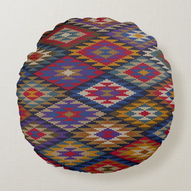 Coussins Ronds Conception Boho Kilim Marocain (Devant)