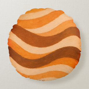 Coussins Ronds Conception de cercle de vague abstraite de ton de