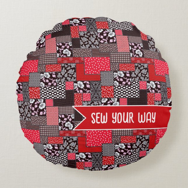 Coussins Ronds Conception de couture personnalisée Patchwork Coud (Devant)