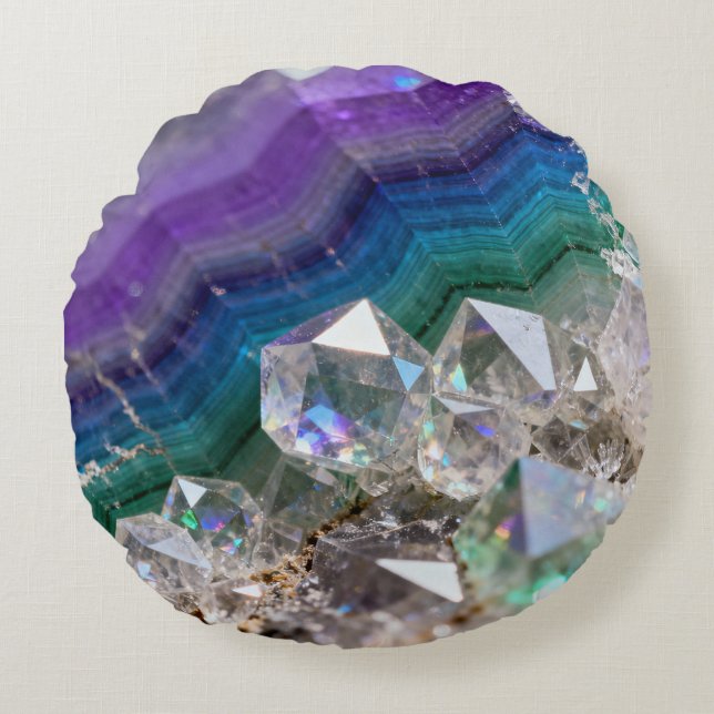 Coussins Ronds Conception de cristal vibrant de fusion de quartz  (Devant)