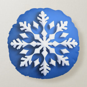 Coussins Ronds Conception de flocon de neige blanc détaillé