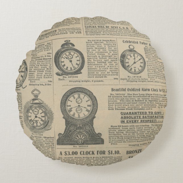Coussins Ronds Conception de journal vintage (Devant)