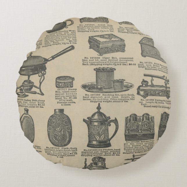 Coussins Ronds Conception de journal vintage (Devant)