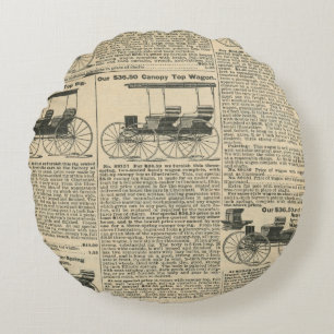 Coussins Ronds Conception de journal vintage