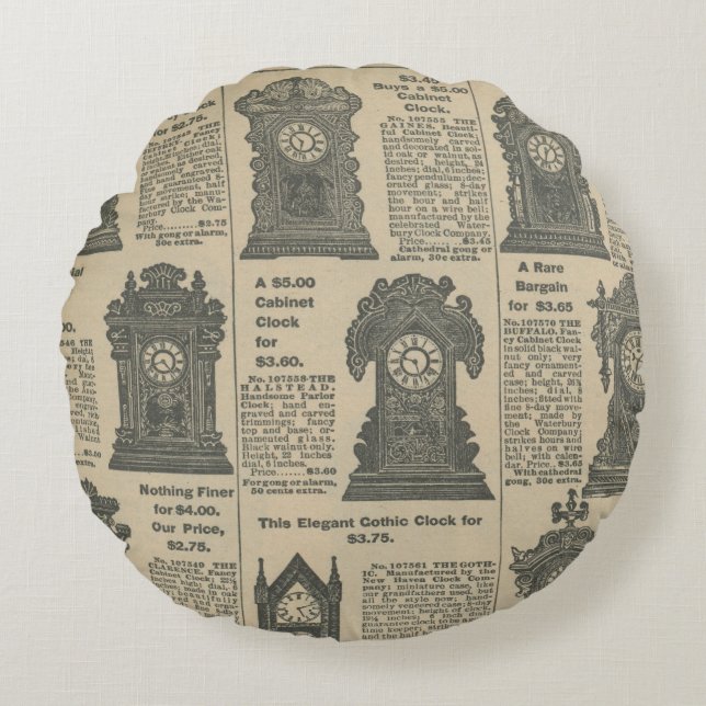Coussins Ronds Conception de journal vintage (Devant)