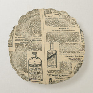 Coussins Ronds Conception de journal vintage