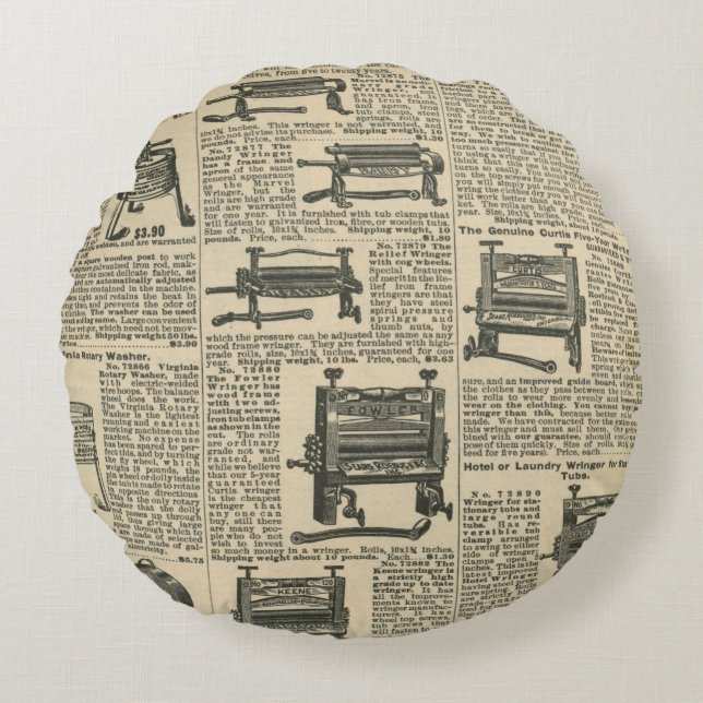 Coussins Ronds Conception de journal vintage (Devant)