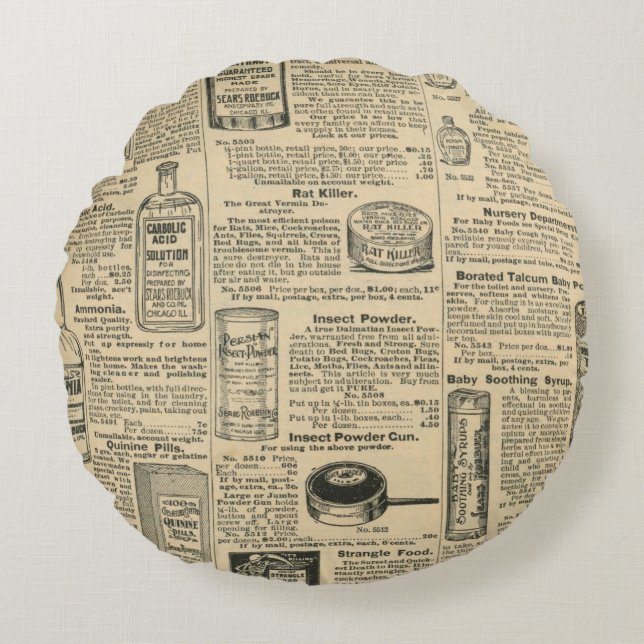 Coussins Ronds Conception de journal vintage (Devant)