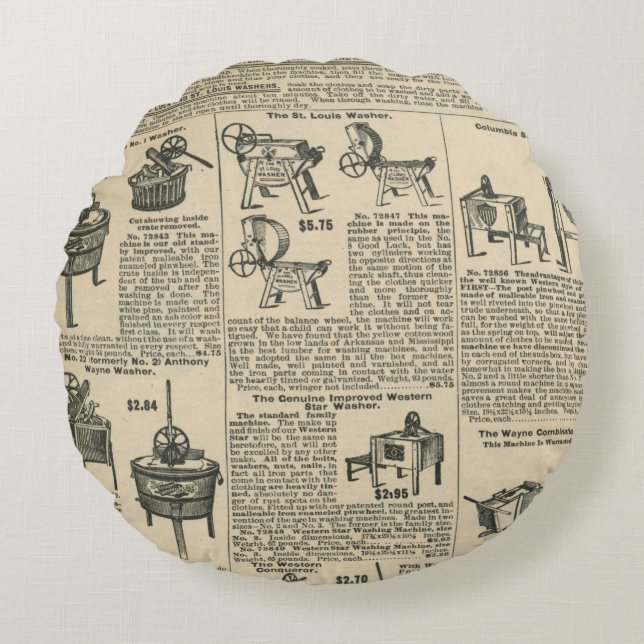 Coussins Ronds Conception de journal vintage (Devant)
