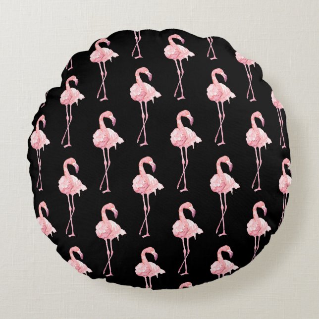 Coussins Ronds Conception de la série de Flamants roses d'appel d (Devant)