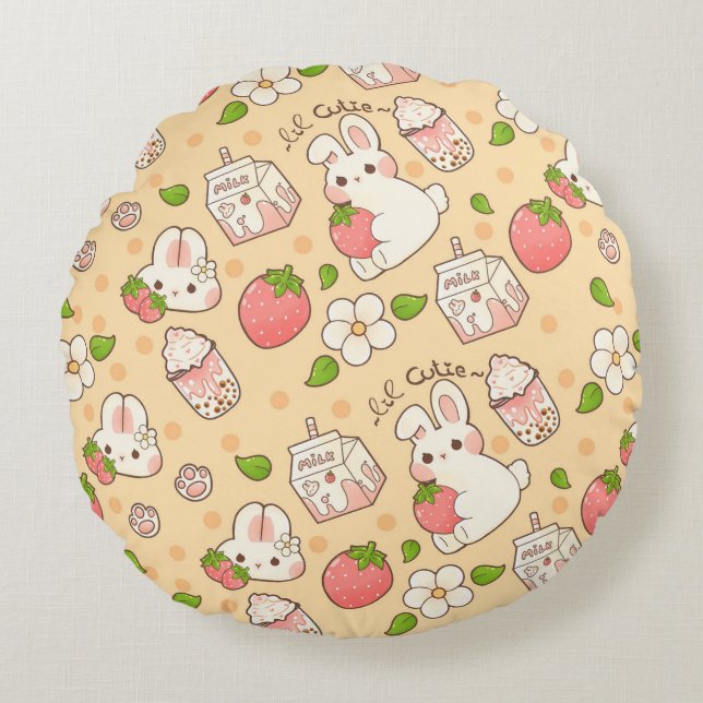 Coussins Ronds conception de lapin mignon (Devant)