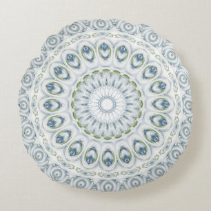 Coussins Ronds Conception de médaillon bleu clair et vert