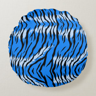 Coussins Ronds Conception de motif de peau d'animal Tigre Bleu