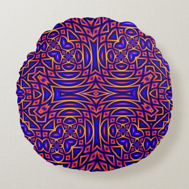 Coussins Ronds Conception de motif kaléidoscope chic rétro (Devant)