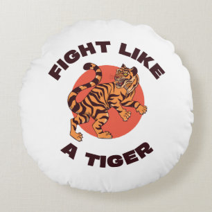 Coussins Ronds Conception de motivation Combattez comme un tigre