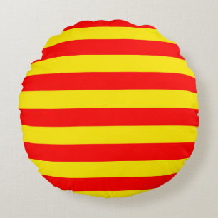 Coussins Ronds Conception de rayures rouges et jaunes